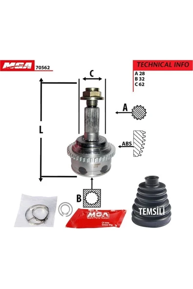 MGA 70562 Aks Kafa Dıs-(ABSLI)-(mazda-6 0310 "2.0" ) (28×32×62XABS-44) - ürün görseli 1