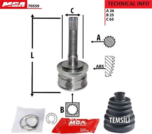 MGA 70559  Aks Kafası Dış Mazda B2500 4Wd 98-02 26×25×65 ürün görseli 1