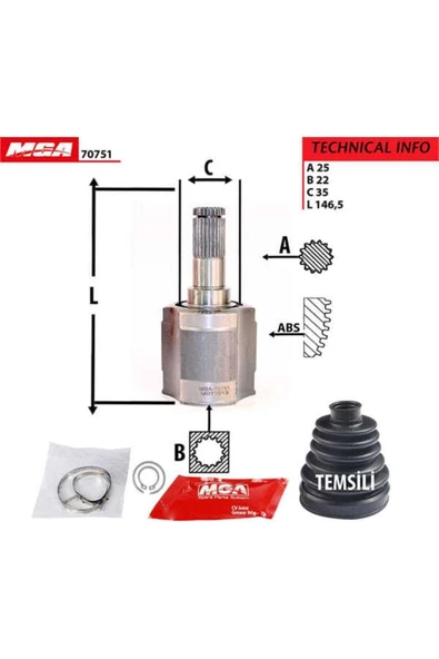 MGA 70751  Aks Kafası Iç Accent 95-03 1.3 1.5 25×22×35 ürün görseli 1
