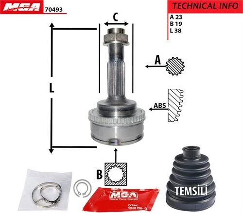 MGA 70493  Aks Kafası Dış Absli Yaris 99-05 1.3 16V 24×22×56Xabs-48 ürün görseli 1