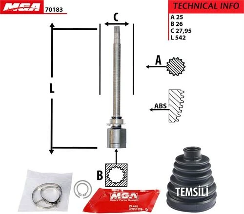 MGA 70183  Aks Kafası Iç Sağ Doblo 10- 1.6 Jtd Uzun Mıllı ürün görseli 1