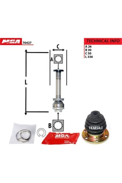 MGA 70427 Aks Kafası Ic Sag-(VW: TRANSPORTER T5 2,5 TDI AXD AXE)- 705030 7h0498104g ürün görseli 1