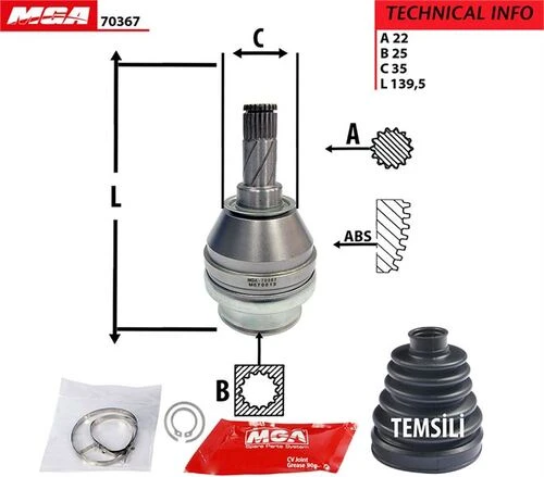 MGA 70367  Aks Kafası Iç Vectra C 02- 1.6 1.8 Z16Xe Z18Xe ürün görseli 1