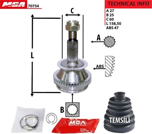MGA 70754  Aks Kafası Dış Absli Sonata 98-05 2.0 16V 27×25×60Xabs-47 ürün görseli 1