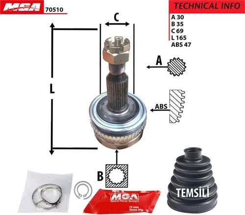 MGA 70510  Aks Kafası Dış Absli L200 06-13 4Wd Mt-At ürün görseli 1