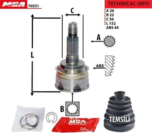 MGA 70551  Aks Kafası Dış Mazda 323 90-96 1.6 B6 26X22X56 ürün görseli 1