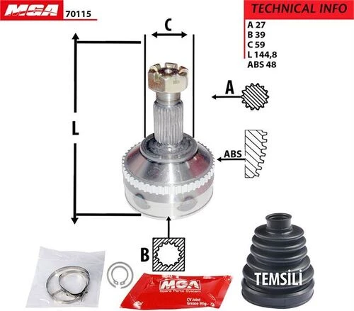 MGA 70115  Aks Kafası Dış Absli Scudo / 806 Expert / Jumpy 2.0 HDI 1.9TDI 27X39X59 ürün görseli 1