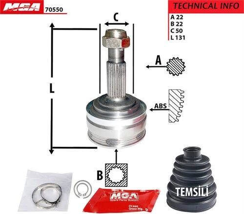 MGA 70550  Aks Kafası Dış Samara Vega 22×22×50 ürün görseli 1