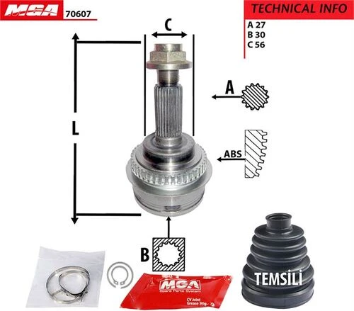 MGA 70607  Aks Kafası Dış Absli Forester 98-02 Impreza 01-06 2.0 2.0T 27×30×56Xabs-44 Boy 149,50 ürün görseli 1