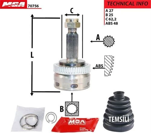 MGA 70756  Aks Kafası Dış Absli Tucson 04-10 27X25X62.2Xabs-48 ürün görseli 1