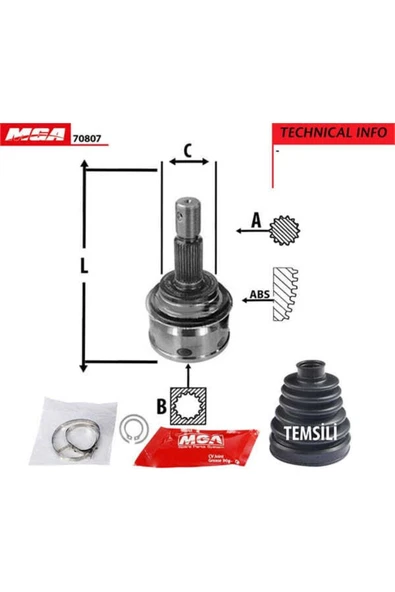 MGA 70807 Aks Kafa Dıs- Toyota Landcruıser Prado 02-10 3.0 D4d 303070mm  Oem ürün görseli 1