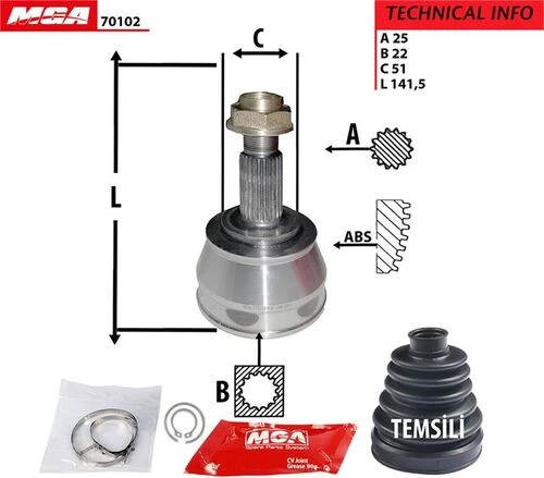 MGA 70102  Aks Kafası Dış Marea Brava Bravo 00- 1.6 16V 25×22×51 ürün görseli 1
