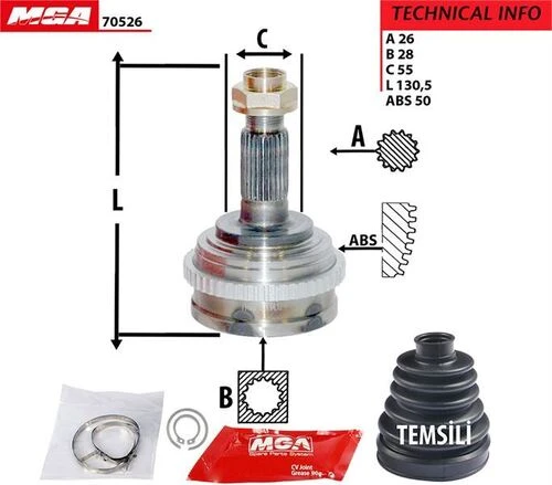 MGA 70526  Aks Kafası Dış Absli Civic 96-00 26X28X55-50 ürün görseli 1
