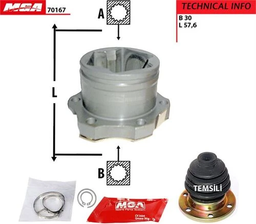 MGA 70167  Aks Kafası Iç Sol Set Albea 07- Albea -06 Doblo 01-10 Fiorino 07- 1.3 Jtd Körük Mafsal Lale ürün görseli 1