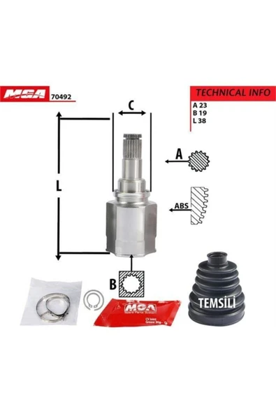 MGA 70492  Aks Kafası Iç Yaris 99-05 1.0 16v 23×19×38 ürün görseli 1