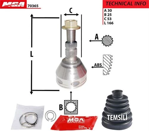 MGA 70365  Aks Kafası Dış Vectra C 02- 1.6 16V Z16Xe 25×53×90 ürün görseli 1