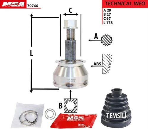 MGA 70766  Aks Kafası Dış Navara 4Wd 05- Pathfınder R51 05- 29×27×67 ürün görseli 1