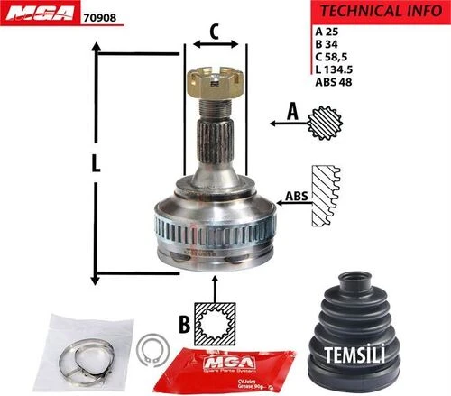 MGA 70908  Aks Kafası Dış 207 308 07- 3008 5008 Partner II 06- / Xsara C3 Picasso Berlingo II ürün görseli 1
