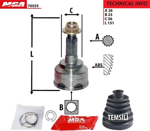 MGA 70555  AKS KAFASI DIŞ MAZDA 626 88-91 1.6 F6 26×23×56 ürün görseli 1