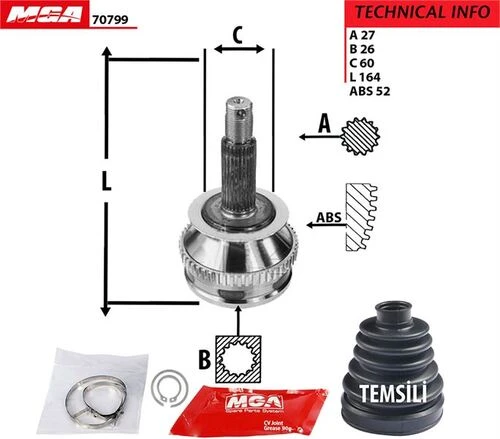 MGA 70799  Aks Kafası Dış Absli Santafe 01-06 2.0 CRDI 2.4 2.7 V6 ürün görseli 1