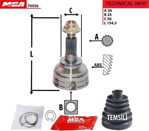 MGA 70556  Aks Kafası Dış Mazda 626 88-91 2.0 1.8 F8-Fe 26×25×56 ürün görseli 1