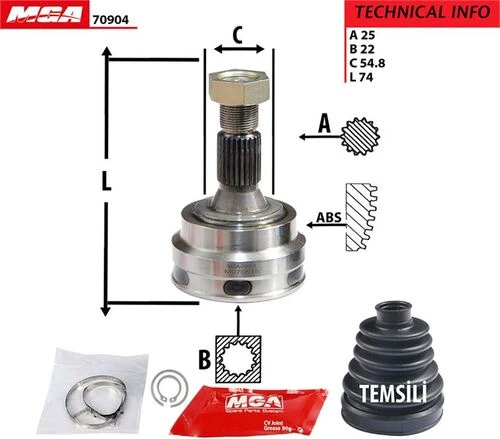 MGA 70904 AKS KAFASI DIŞ 405 87-98 / BX 88-94 1.6 1.9 1.9D 1.9 GTI ürün görseli 1