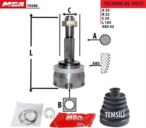 MGA 70588  Aks Kafası Dış Absli Almera 00-06 1.5 25×22×55Xabs-42 ürün görseli 1