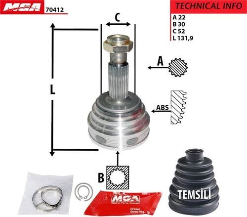 MGA 70412  Aks Kafası Dış Polo 95-02 1.4 1.6 Ahw Aee ürün görseli 1