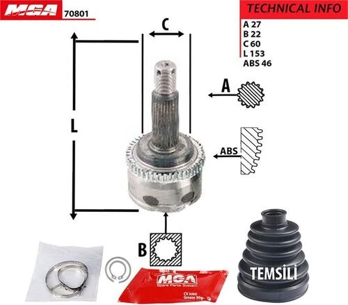 MGA 70801  AKS KAFASI DIŞ ABSLİ 46D i30 08-11 / CEED 07-11 1.4 1.6 ürün görseli 1