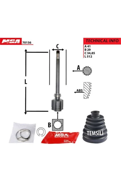 MGA 70156  Aks Kafası Sağ Iç Ducato / Boxer / Jumper 06- 2.2 Mjtd 2.3 Mjtd 3.0 Mjtd Mafsallı ürün görseli 1