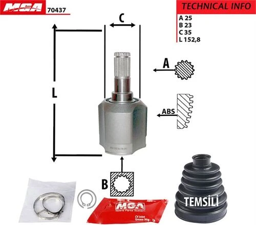 MGA 70437  AKS KAFASI İÇ SOL ACCENT ADMIRE 03-06 1.5 CRDI  25×23×3 ürün görseli 1