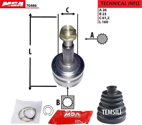 MGA 70486  Aks Kafasi Dis Corolla Uyumlu 07-11 Auris 07-11 1.4 D4D 539965889 ürün görseli 1