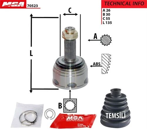 MGA 70523  AKS KAFASI DIŞ CIVIC 92-95 1.5 1.6 KARB. 26×30×55 ürün görseli 1