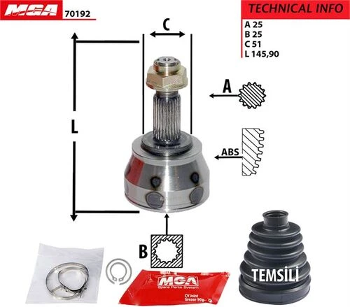 MGA 70192  Aks Kafası Dış Linea 07- Punto Evo 1.3 Jtd 09-12 Punto Evo Grande Punto 1.4 Tjet 07- Grande Punto 1.3 Mjtd 90Ps 1.4 Tjet ürün görseli 1