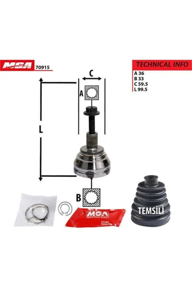 MGA 70915  Aks Kafası Dış Golf Vı Passat Scırocco / A3 ürün görseli 1