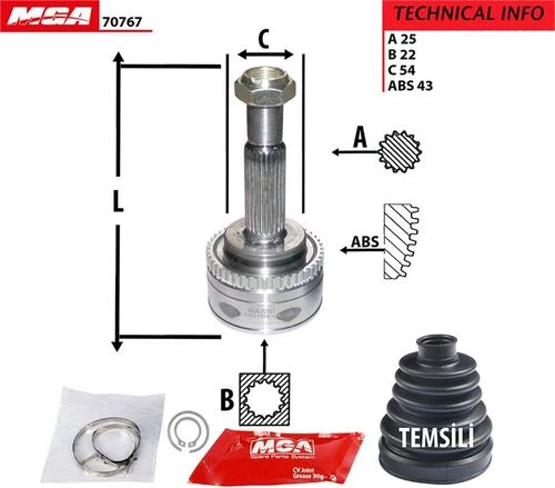 MGA 70767  Aks Kafası Dış Absli 43D Space Star 98-04 1.3 1.6 25×22×54 ürün görseli 1
