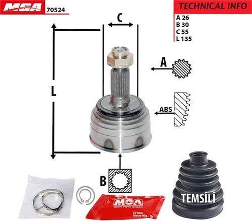 MGA 70524  Aks Kafası Dış Civic 96-00 Euro 92-95 Enj. 26×30×55 ürün görseli 1