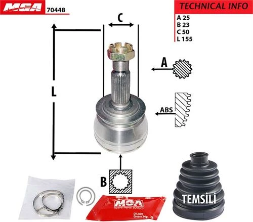MGA 70448  AKS KAFASI DIŞ SONATA 89-93 ELANTRA 90-95 25×23×50 ürün görseli 1