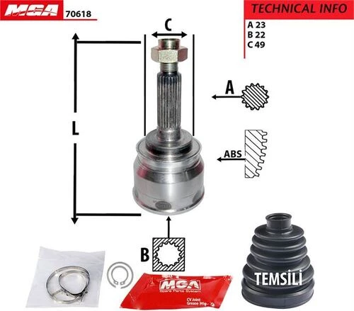 MGA 70618  Aks Kafası Dış Swift 90-02 1.6 Sedan 1.3 Gtı 23X22X49 ürün görseli 1