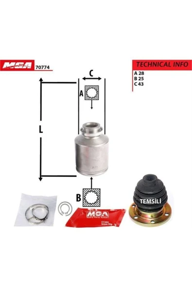 MGA 70774  Aks Kafası Iç Sağ Sorento 02-10 28×25×43 ürün görseli 1