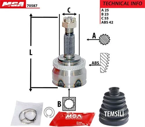 MGA 70587  Aks Kafası Dış Absli Almera 00-10 1.5 DCI 1.8 25×23×55Xabs-42 ürün görseli 1