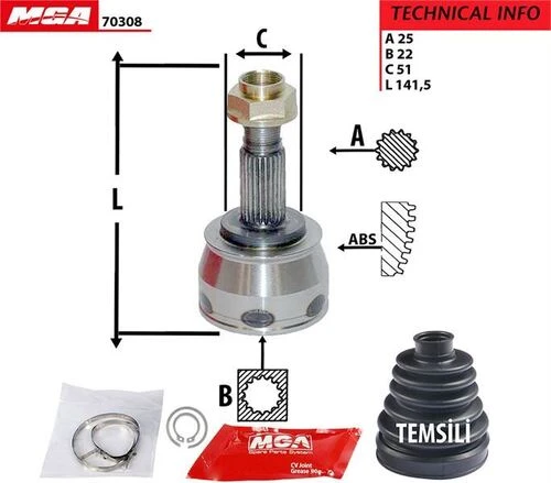 MGA 70308  Aks Kafası Dış Abssız Bipper / Nemo 07- 1.4 HDI ürün görseli 1