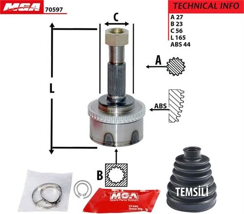 MGA 70597  Aks Kafası Dış Absli Primera P12 03-10 1.6 1.8 27×23×56Xabs-44 ürün görseli 1