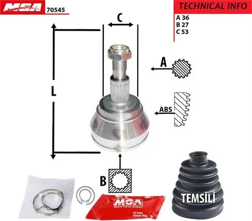 MGA 70545  Aks Kafası Dış Golf IV Bora / A3 / Toledo Leon 1.8T 1.9 TDI Asz Arl Ajm ürün görseli 1