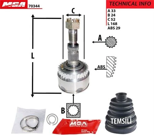 MGA 70344  Aks Kafası Dış Absli Corsa C Merıva 03-06 1.7 Cdtı ürün görseli 1