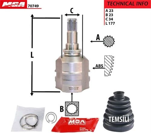 MGA 70749  AKS KAFASI İÇ Corolla Uyumlu 88-98 AE92 AE100 AE101  23×23×34 ürün görseli 1
