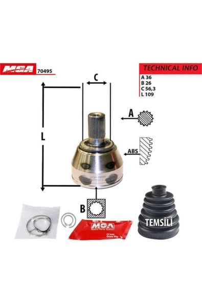 MGA 70495  Aks Kafası Dış Cmax 04- Focus Iı 1.4 1.6 2.0 Tdcı ürün görseli 1