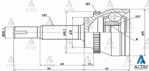 Maher 01763  Aks Kafası Dış Corolla Uyumlu 03-06 1.4 Dizel Avensis 03= 1.6 Benzinli Absli 26X58X25 ürün görseli 1