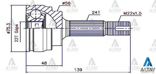 Maher 01813  Aks Kafası Dış Yaris 99= 1.3 Absli 24X22X56 ürün görseli 1