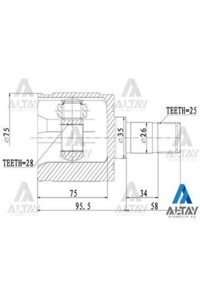 Maher 01840  Aks Kafası Iç Civic 06= Sağ 25x28x35 ürün görseli 1